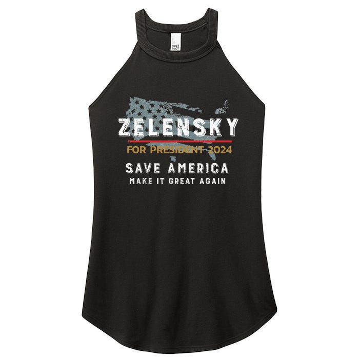 Zelensky For President 2024 Admire Ukraine Zelensky Courage Women's Perfect Tri Rocker Tank