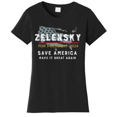 Zelensky For President 2024 Admire Ukraine Zelensky Courage Women's T-Shirt