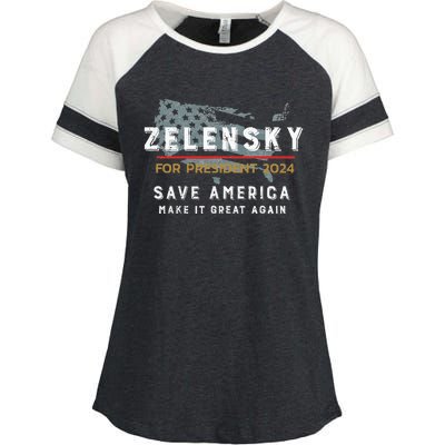 Zelensky For President 2024 Admire Ukraine Zelensky Courage Enza Ladies Jersey Colorblock Tee