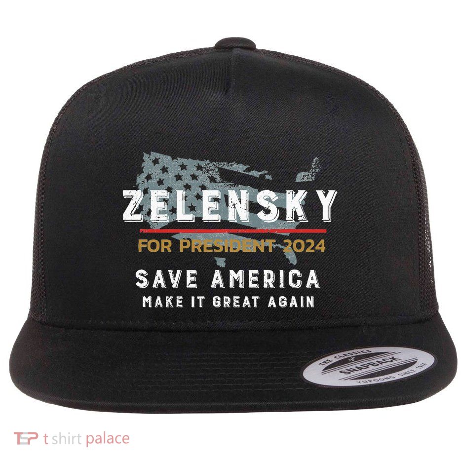 Zelensky For President 2024 Admire Ukraine Zelensky Courage Flatbill Hat