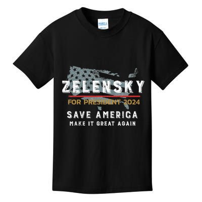 Zelensky For President 2024 Admire Ukraine Zelensky Courage Kids T-Shirt