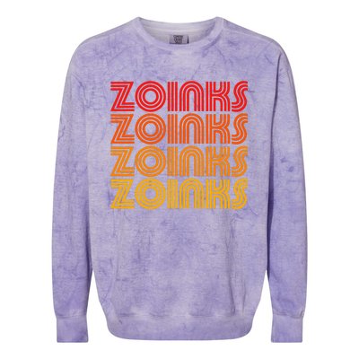 Zoinks Funny Retro Vintage Sunset Goofy Silly Weird Fun Word Colorblast Crewneck Sweatshirt