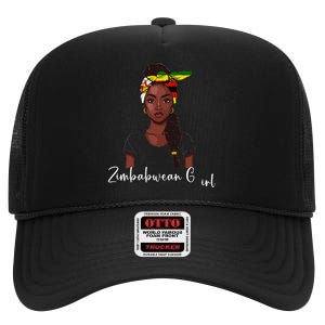 Zimbabwean Flag Souvenirs Products Woman Zimbabwe High Crown Mesh Back Trucker Hat