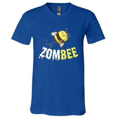 Zombee Funny Zombie Bee Happy Halloween Costume Beekeper Gift V-Neck T-Shirt