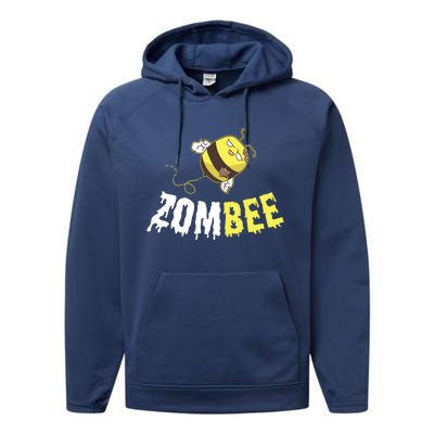 Zombee Funny Zombie Bee Happy Halloween Costume Beekeper Gift Performance Fleece Hoodie