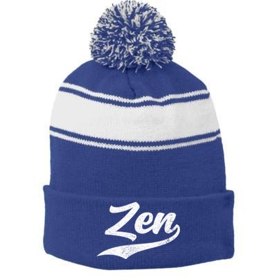 Zen Funny Zen Funny Meditating Meditation Yoga Namaste Gift Stripe Pom Pom Beanie