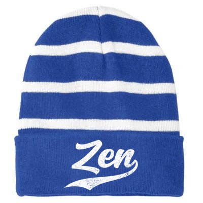 Zen Funny Zen Funny Meditating Meditation Yoga Namaste Gift Striped Beanie with Solid Band