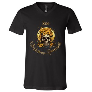 Zoe Glioblastoma Awareness (Back Design) V-Neck T-Shirt