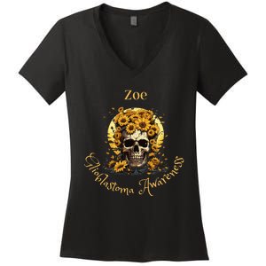 Zoe Glioblastoma Awareness (Back Design) Women's V-Neck T-Shirt