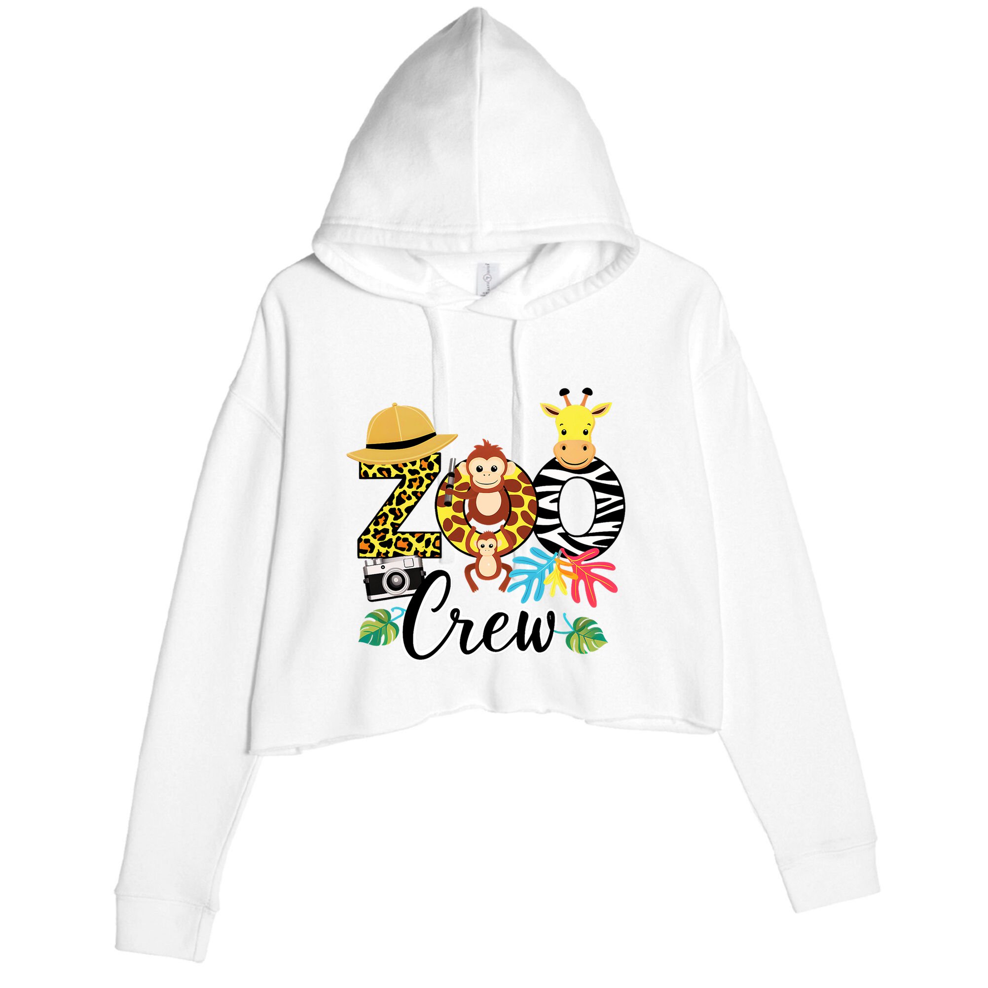Zoo Giraffe Crew Safari Animal Zoo Keeper Costume Gifts Crop Fleece Hoodie
