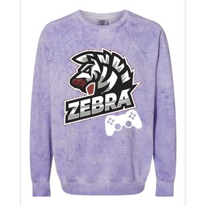 Zebra Gamer Controller Graphic Design For Gamer Kids Colorblast Crewneck Sweatshirt