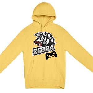 Zebra Gamer Controller Graphic Design For Gamer Kids Premium Pullover Hoodie