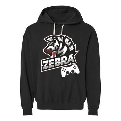Zebra Gamer Controller Graphic Design For Gamer Kids Garment-Dyed Fleece Hoodie
