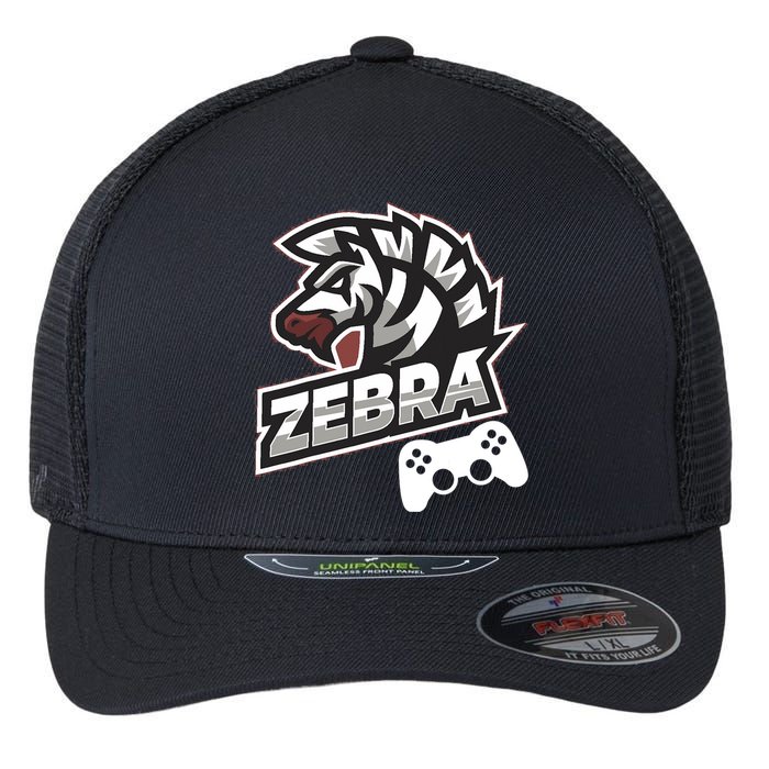 Zebra Gamer Controller Graphic Design For Gamer Kids Flexfit Unipanel Trucker Cap