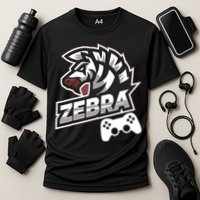 Zebra Gamer Controller Graphic Design For Gamer Kids Cooling Performance Crew T-Shirt