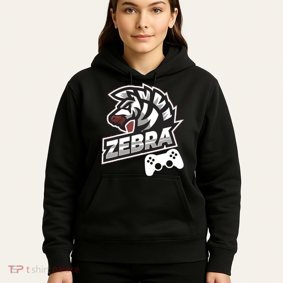 Zebra Gamer Controller Graphic Design For Gamer Kids Hoodie