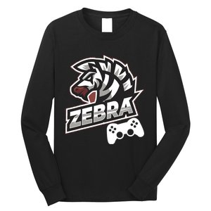 Zebra Gamer Controller Graphic Design For Gamer Kids Long Sleeve Shirt