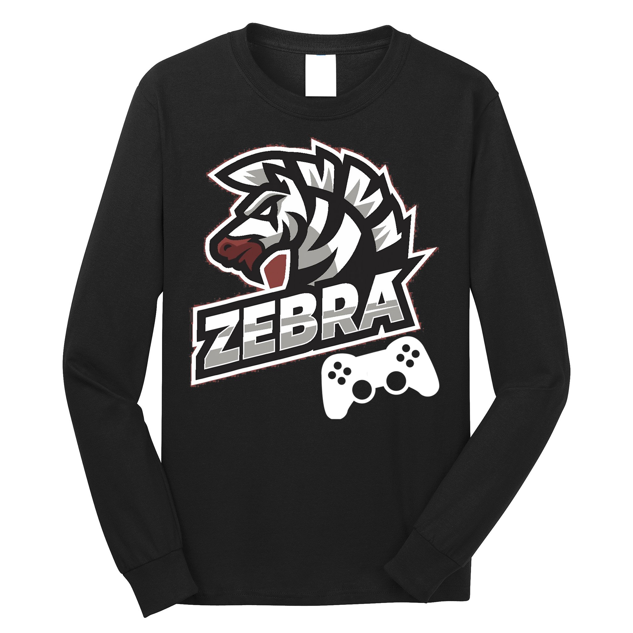 Zebra Gamer Controller Graphic Design For Gamer Kids Long Sleeve Shirt