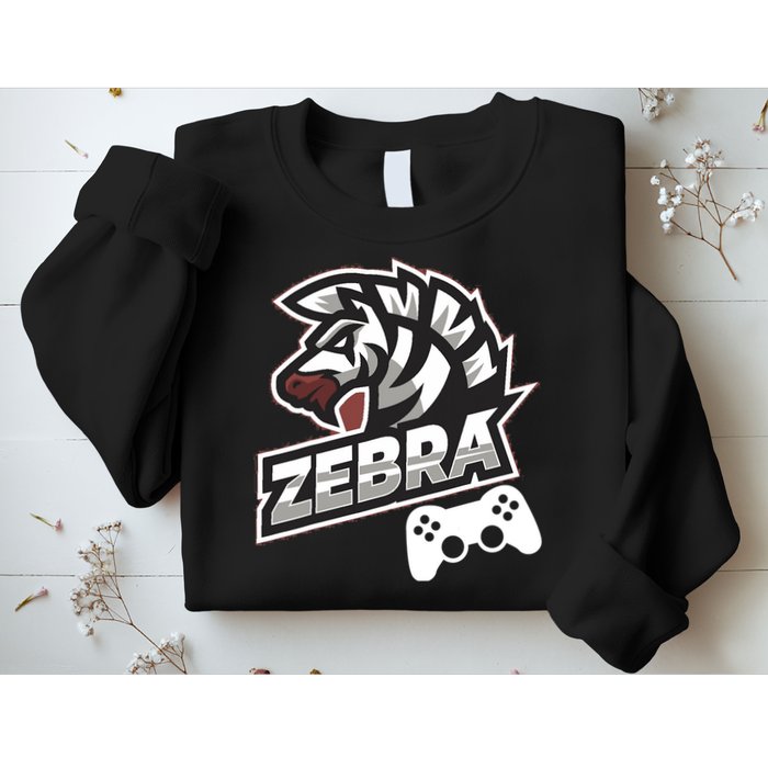 Zebra Gamer Controller Graphic Design For Gamer Kids Sweatshirt