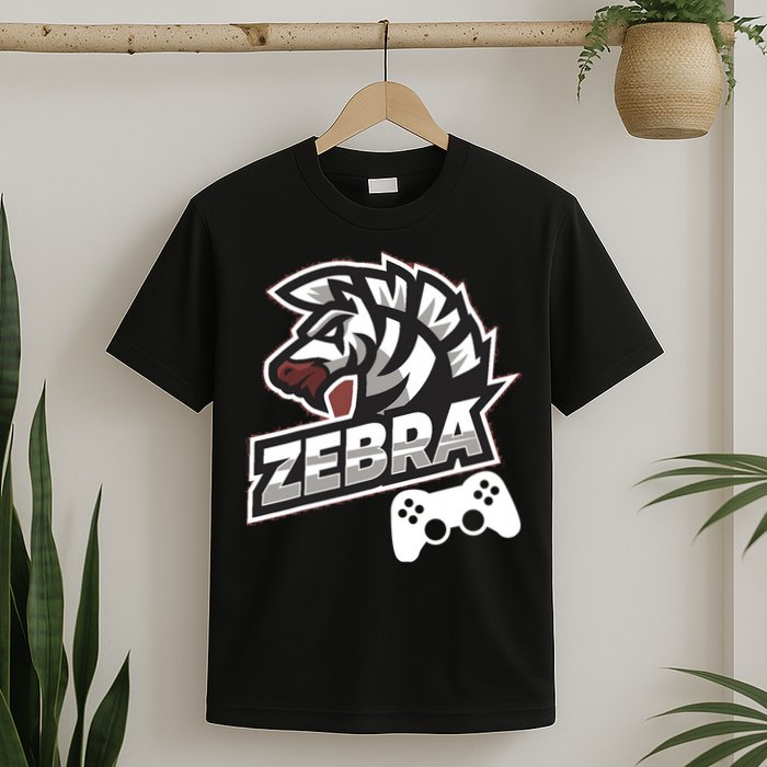 Zebra Gamer Controller Graphic Design For Gamer Kids T-Shirt