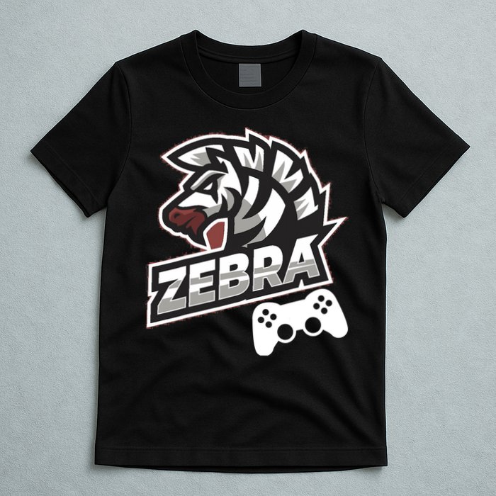 Zebra Gamer Controller Graphic Design For Gamer Kids T-Shirt