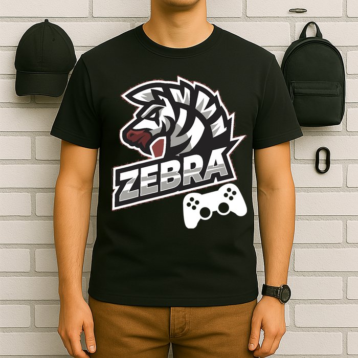Zebra Gamer Controller Graphic Design For Gamer Kids T-Shirt