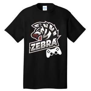 Zebra Gamer Controller Graphic Design For Gamer Kids Tall T-Shirt