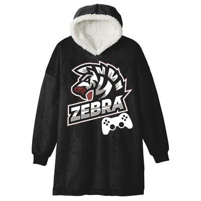 Zebra Gamer Controller Graphic Design For Gamer Kids Hooded Wearable Blanket