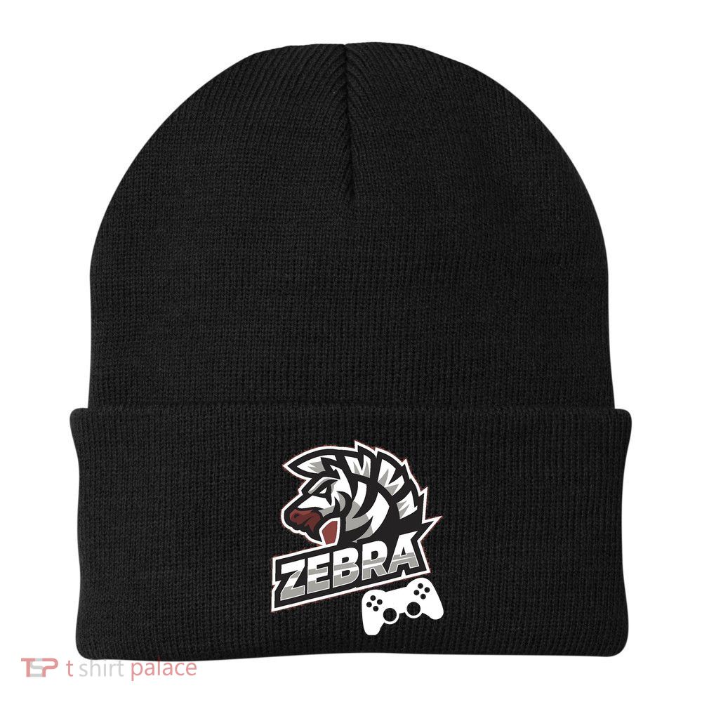 Zebra Gamer Controller Graphic Design For Gamer Kids Beanie