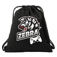 Zebra Gamer Controller Graphic Design For Gamer Kids Drawstring Bag