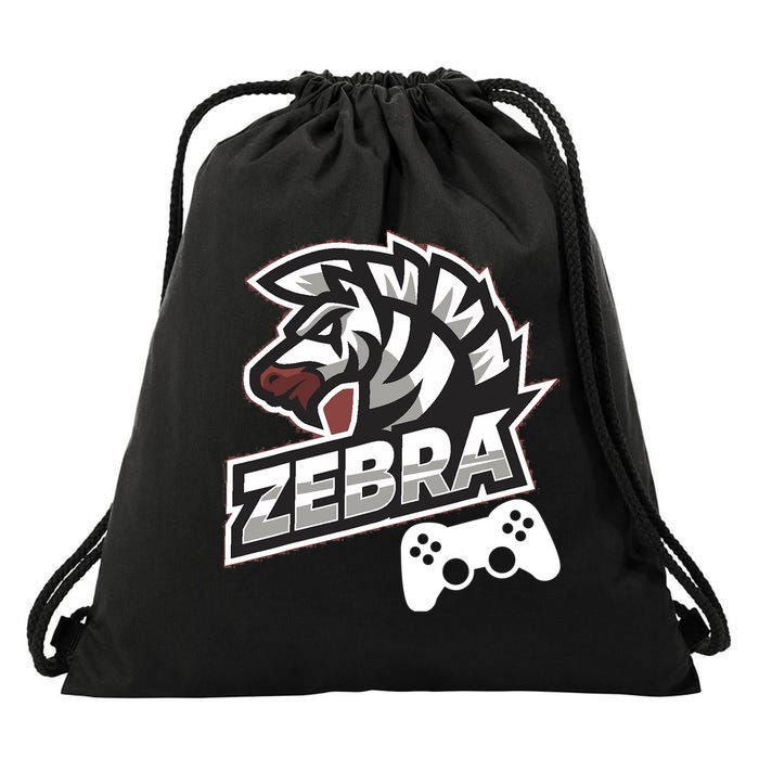 Zebra Gamer Controller Graphic Design For Gamer Kids Drawstring Bag