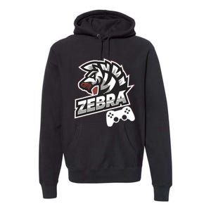 Zebra Gamer Controller Graphic Design For Gamer Kids Premium Hoodie