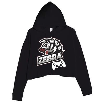 Zebra Gamer Controller Graphic Design For Gamer Kids Crop Fleece Hoodie