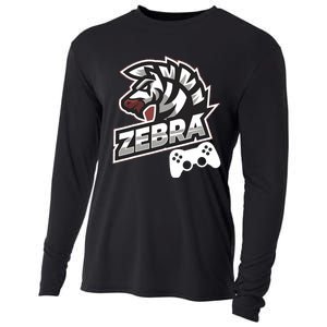 Zebra Gamer Controller Graphic Design For Gamer Kids Cooling Performance Long Sleeve Crew