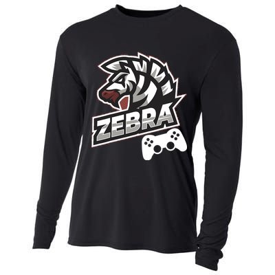Zebra Gamer Controller Graphic Design For Gamer Kids Cooling Performance Long Sleeve Crew