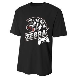 Zebra Gamer Controller Graphic Design For Gamer Kids Performance Sprint T-Shirt