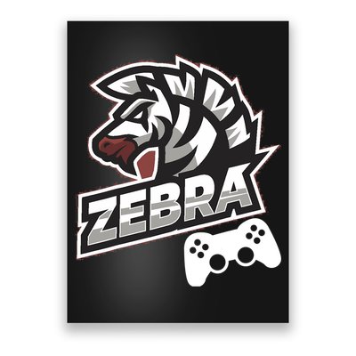 Zebra Gamer Controller Graphic Design For Gamer Kids Poster
