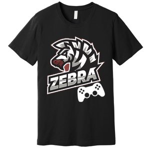 Zebra Gamer Controller Graphic Design For Gamer Kids Premium T-Shirt