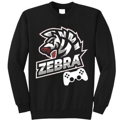 Zebra Gamer Controller Graphic Design For Gamer Kids Tall Sweatshirt