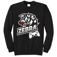 Zebra Gamer Controller Graphic Design For Gamer Kids Tall Sweatshirt