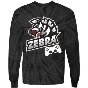 Zebra Gamer Controller Graphic Design For Gamer Kids Tie-Dye Long Sleeve Shirt