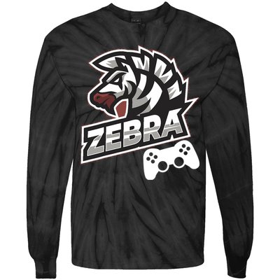Zebra Gamer Controller Graphic Design For Gamer Kids Tie-Dye Long Sleeve Shirt