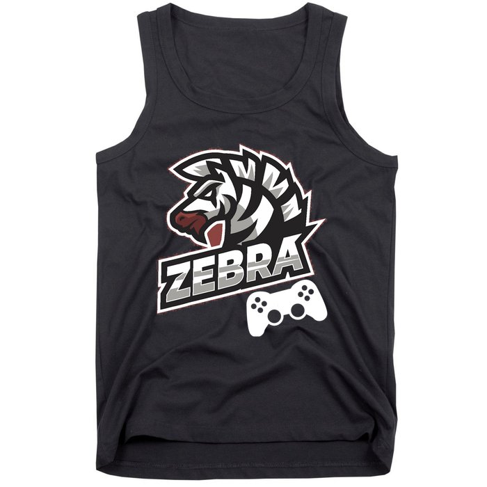 Zebra Gamer Controller Graphic Design For Gamer Kids Tank Top