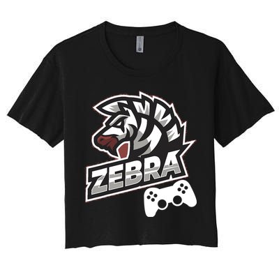 Zebra Gamer Controller Graphic Design For Gamer Kids Crop Top
