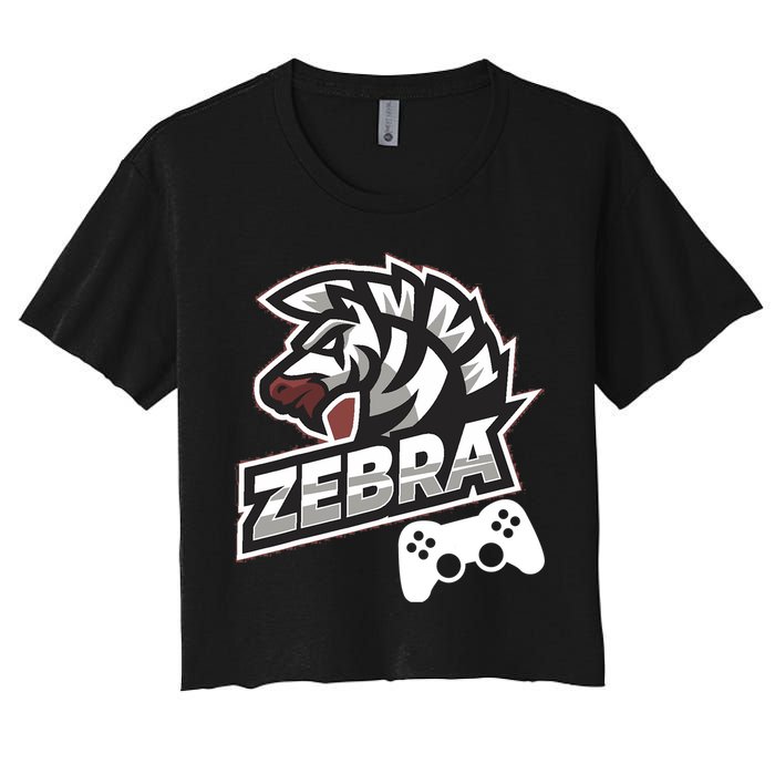 Zebra Gamer Controller Graphic Design For Gamer Kids Crop Top