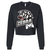 Zebra Gamer Controller Graphic Design For Gamer Kids Cropped Pullover Crew