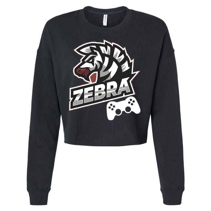 Zebra Gamer Controller Graphic Design For Gamer Kids Cropped Pullover Crew