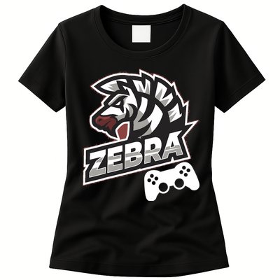Zebra Gamer Controller Graphic Design For Gamer Kids Womens T-Shirt