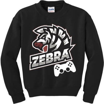 Zebra Gamer Controller Graphic Design For Gamer Kids Kids Sweatshirt