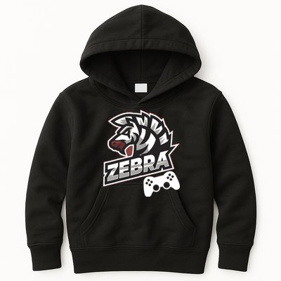 Zebra Gamer Controller Graphic Design For Gamer Kids Kids Hoodie